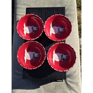 CHRISTMAS ~ TRACY PORTER ~ JOLLY OL' SNOWY SNOWMAN ~ (4) Footed CEREAL BOWLS EUC